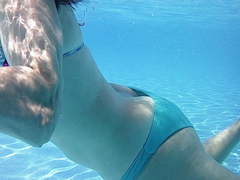 My wife underwater in slow motion