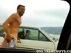 Drunk str8 guy naked pissing in a parking lot 